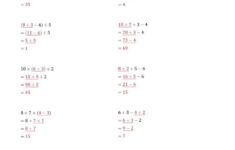 The Order Of Operations With Whole Numbers And No Exponents Three