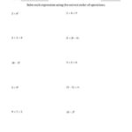 The Order Of Operations With Whole Numbers Two Steps A Math