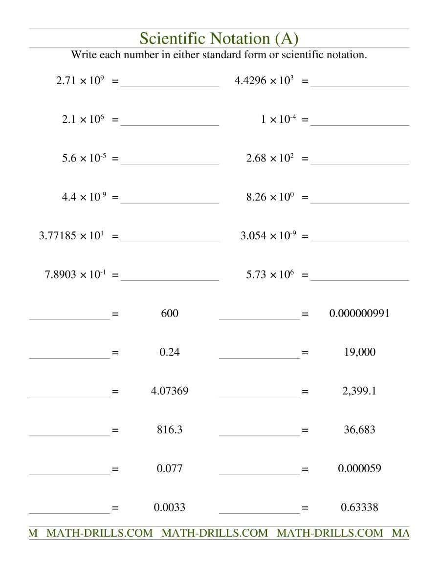 The Scientific Notation Old Math Worksheet Scientific Notation 