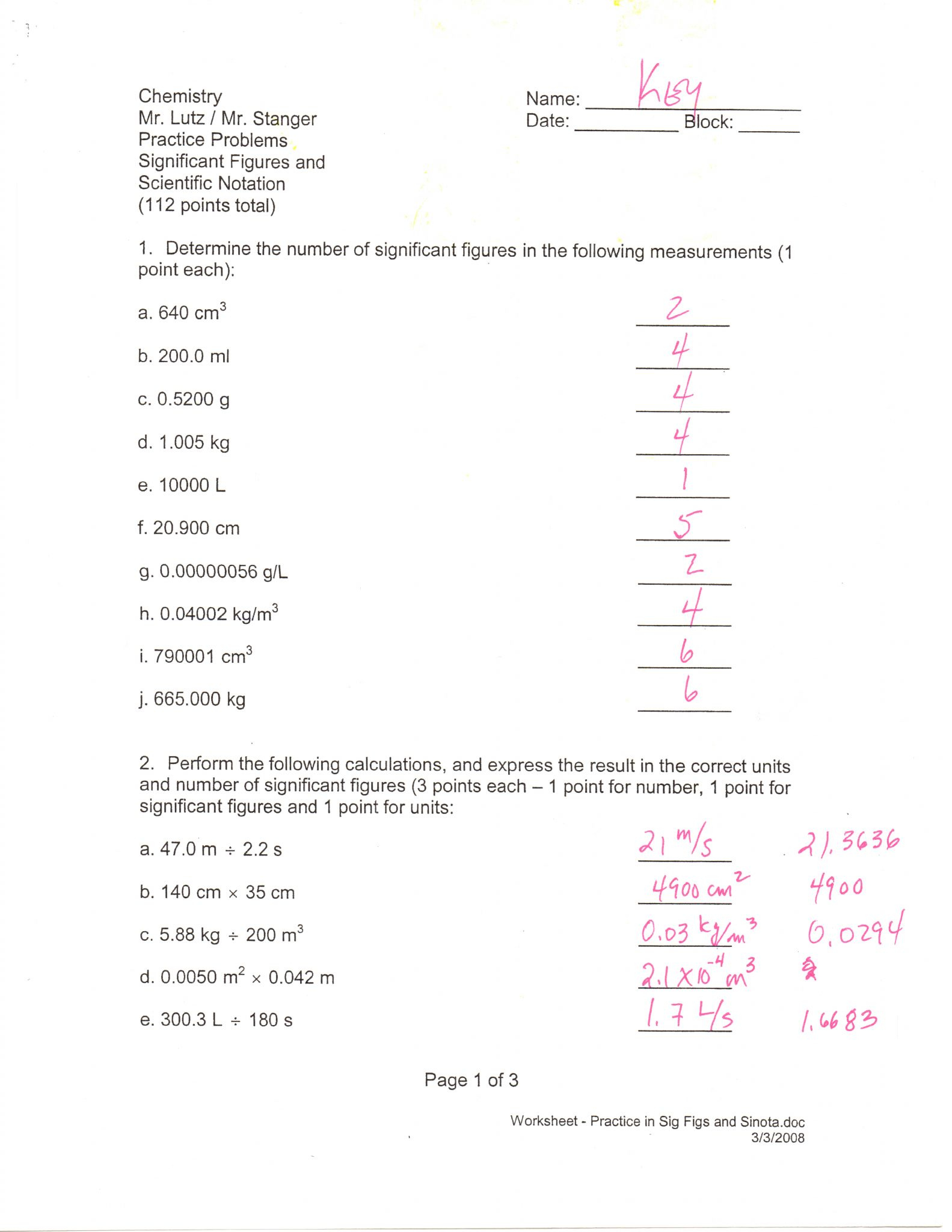 Worksheet 2 Scientific Notation Answers Db excel