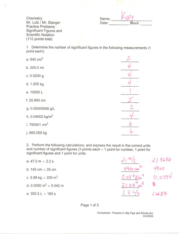 Worksheet 2 Scientific Notation Answers Db excel