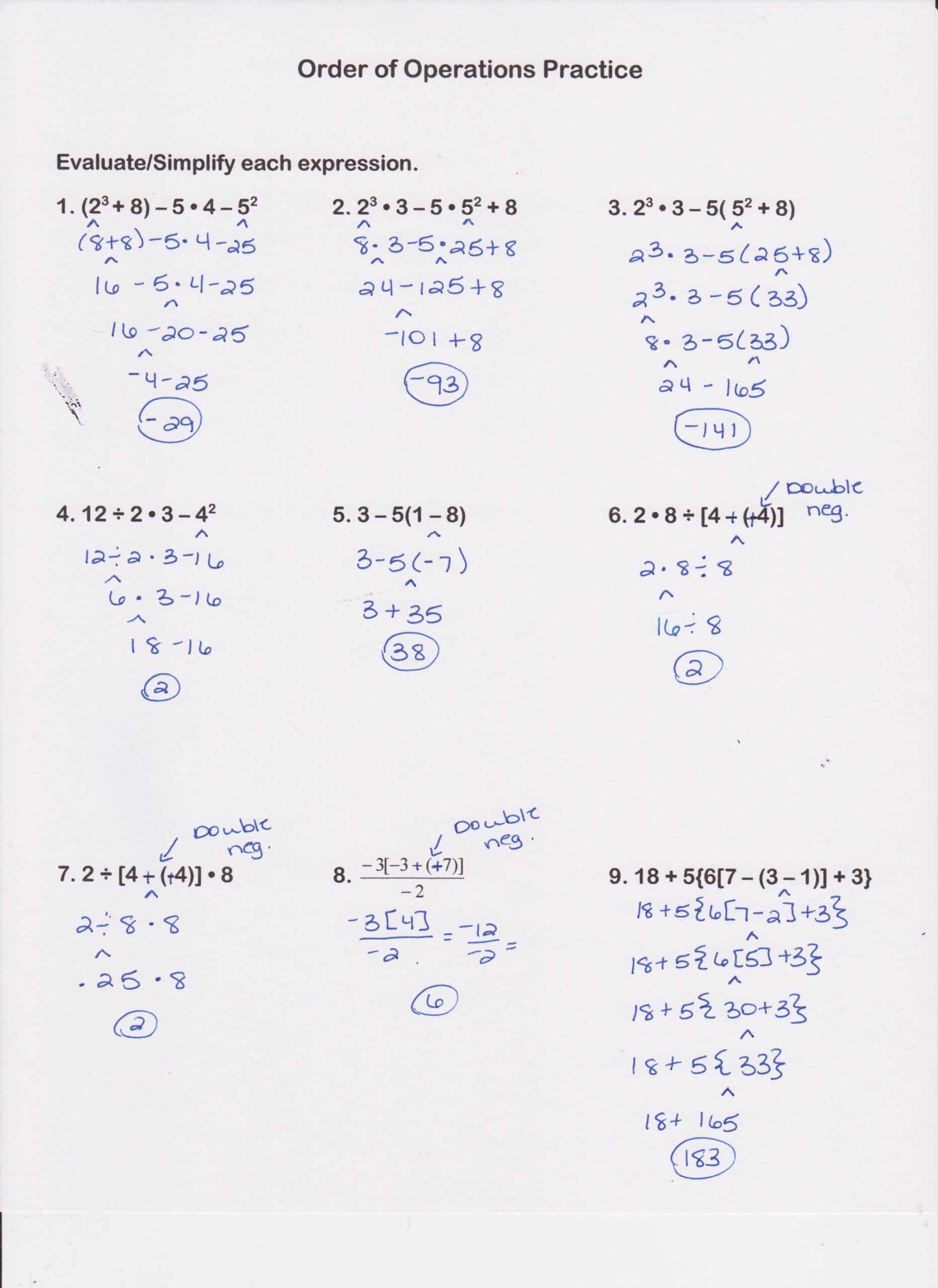 Worksheet Order Of Operations Practice Worksheets Grass Fedjp 