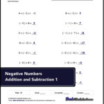 Worksheets With Simple Problems That Introduce Negative Numbers And