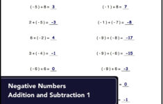Worksheets With Simple Problems That Introduce Negative Numbers And